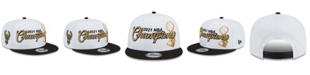 New Era Men's White, Black Milwaukee Bucks 2021 NBA Finals Champions Ring Ceremony 9FIFTY Snapback Adjustable Hat